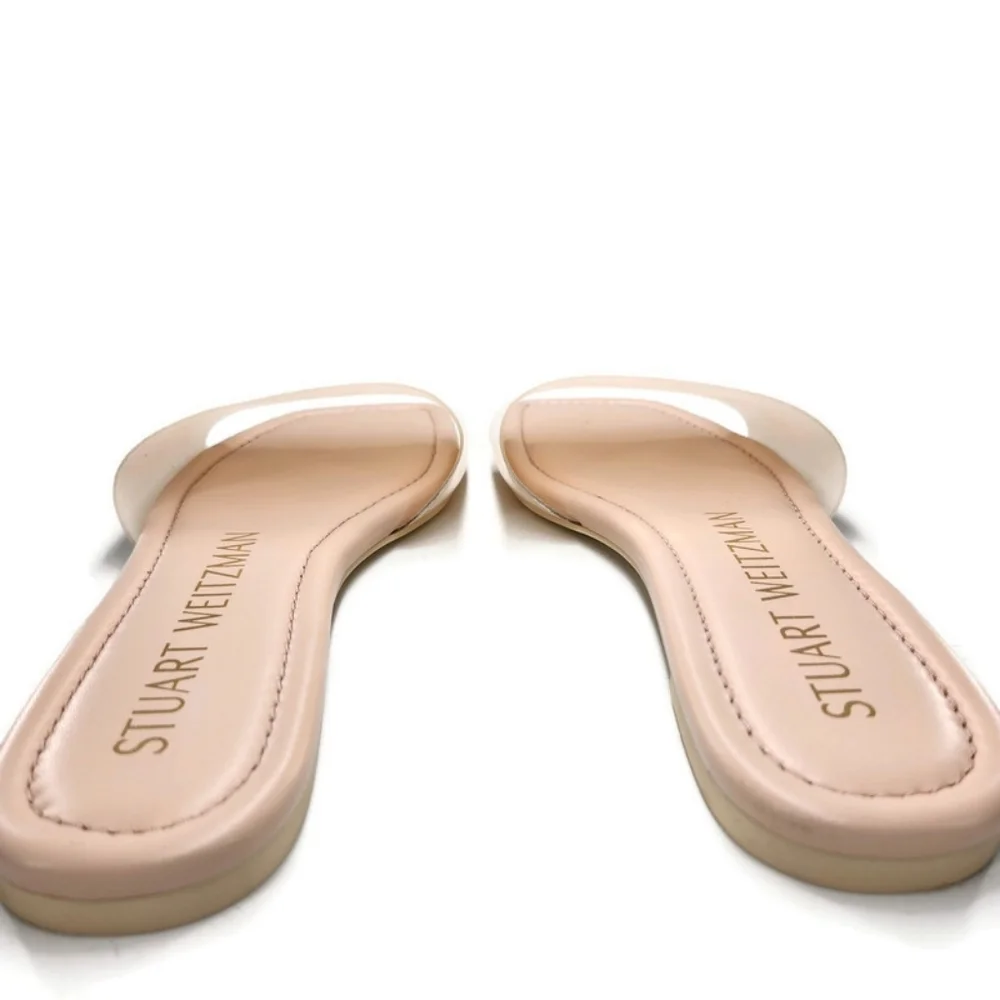 Stuart Weitzman Summer Rosewater Pink Cream Slide-On Flat Sandals